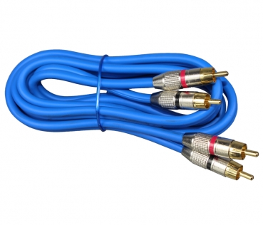 Dynavox Cinch Audio Anschlusskabel, 2x2 Cinch-Stecker, 2,0 m Blau Vergoldete Steckkontakte