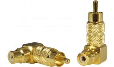 Dynavox RCA Adapter RCA Plug To RCA Jack 90° Angled Gold Plated
