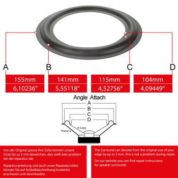 6" - 155mm Speaker Rubber Surround - Edge