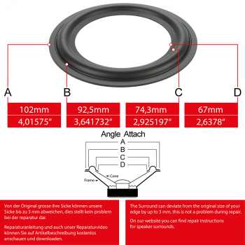 4" - 102 mm Speaker Rubber Surround - Edge