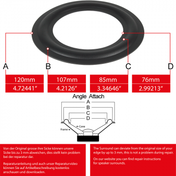 4" - 120 mm Speaker Rubber Surround - Edge