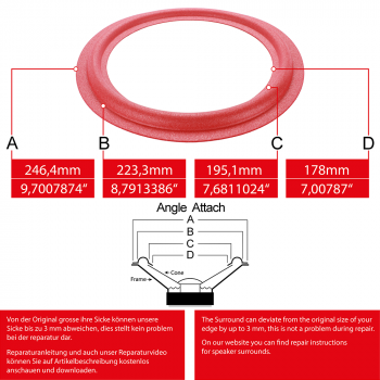 9" - 246.4mm Speaker Foam Surround - Edge