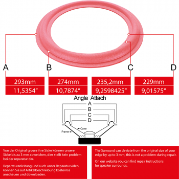 11" - 293mm Speaker Foam Surround - Edge