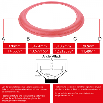 14" - 370mm Lautsprecher Schaumstoffsicke
