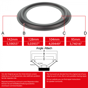5" - 142mm Lautsprecher Gummisicke