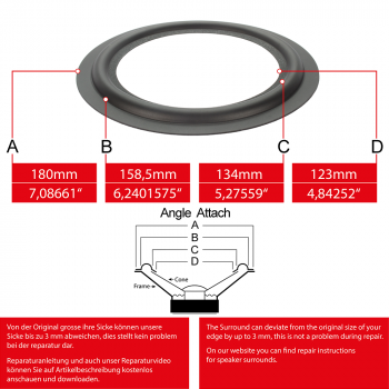 7" - 180mm Lautsprecher Gummisicke