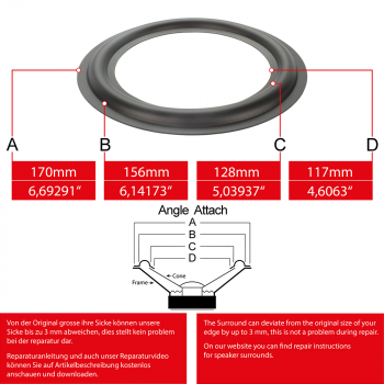 6" - 170mm Speaker Rubber Surround - Edge