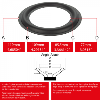 4" - 119mm Lautsprecher Gummisicke