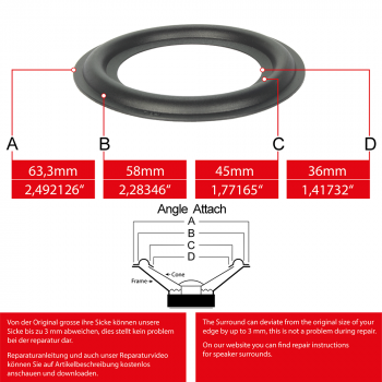 2" - 63.3mm Speaker Rubber Surround - Edge