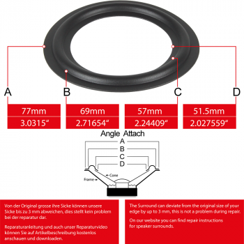 3" - 77 mm Speaker Rubber Surround - Edge