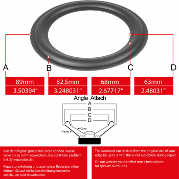 3" - 89 mm Speaker Rubber Surround - Edge