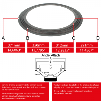 14" - 371mm Lautsprecher Gewebesicke