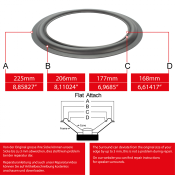 8" - 225mm Lautsprecher Gummisicke