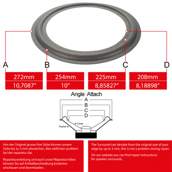 10" - 272mm Lautsprecher Schaumstoffsicke