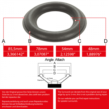 3" - 85.5mm Speaker Rubber Surround - Edge