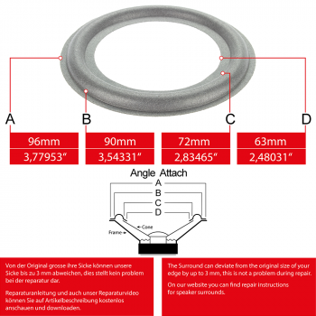 3" - 96mm Speaker Foam Surround - Edge