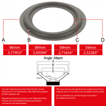 3" - 96mm Lautsprecher Schaumstoffsicke