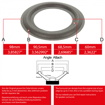 3" - 98mm Speaker Foam Surround - Edge