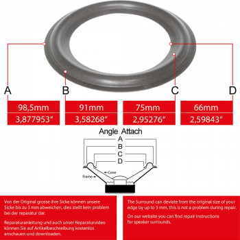 3" - 98.5mm Lautsprecher Schaumstoffsicke