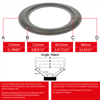 5" - 132mm Lautsprecher Schaumstoffsicke