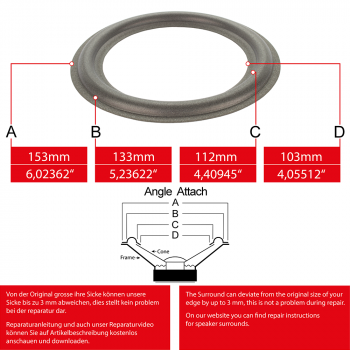 6" - 153mm Speaker Foam Surround - Edge