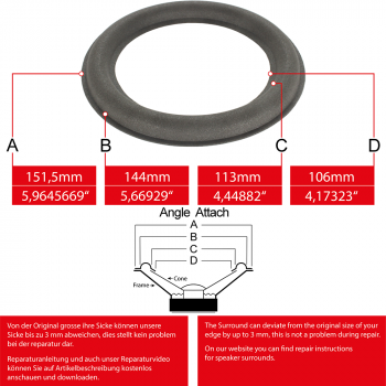 5" - 151.5mm Lautsprecher Schaumstoffsicke