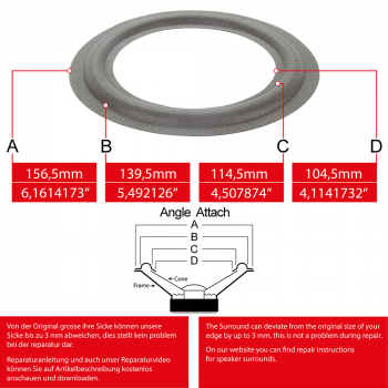 6" - 156.5mm Lautsprecher Schaumstoffsicke