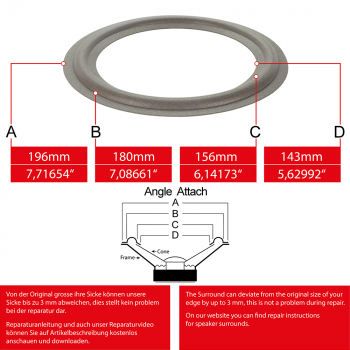 7" - 196mm Lautsprecher Schaumstoffsicke