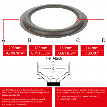 7" - 203mm Lautsprecher Schaumstoffsicke