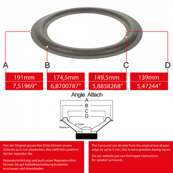 7" - 191mm Speaker Foam Surround - Edge