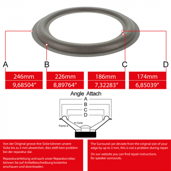 9" - 246mm Lautsprecher Schaumstoffsicke