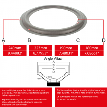 9" - 240mm Speaker Foam Surround - Edge