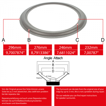 11" - 296mm Speaker Foam Surround - Edge