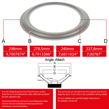 11" - 298mm Speaker Foam Surround - Edge