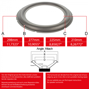 11" - 298mm Lautsprecher Schaumstoffsicke