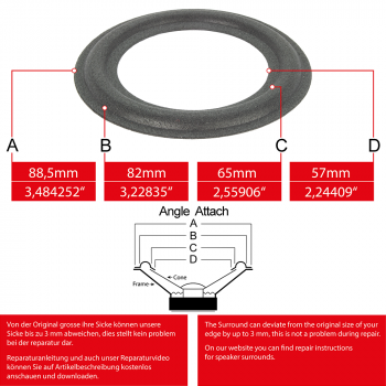 3" - 88.5mm Speaker Foam Surround - Edge