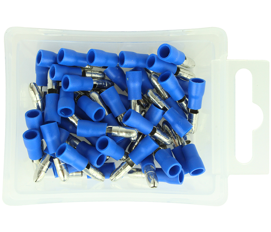 Rundstecker Isoliert 1,5 / 2,5 mm Blau 50 Stück